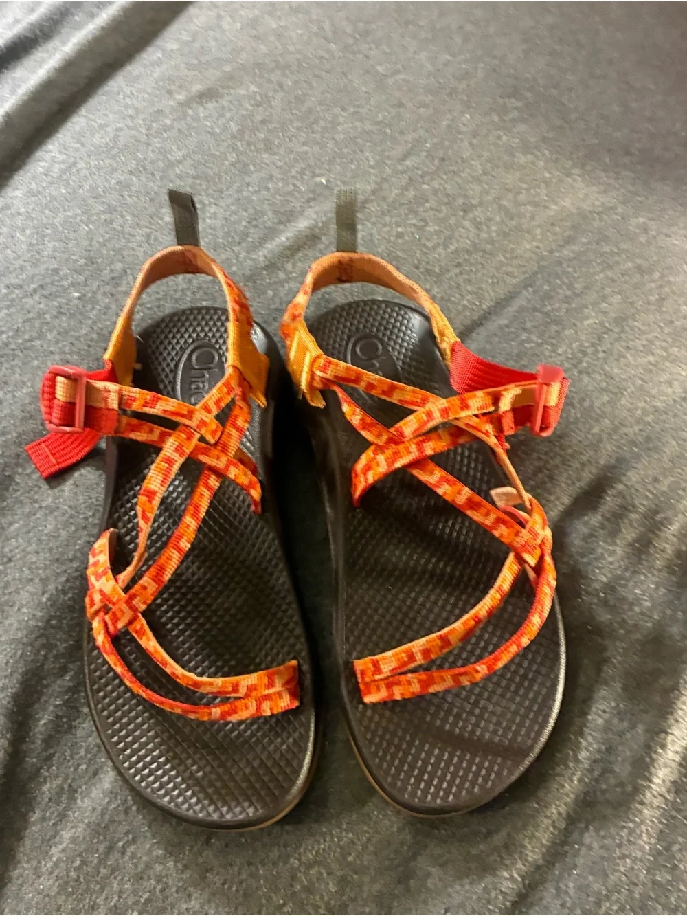 Chaco Kids Orange Red Patterned Strappy Sandals